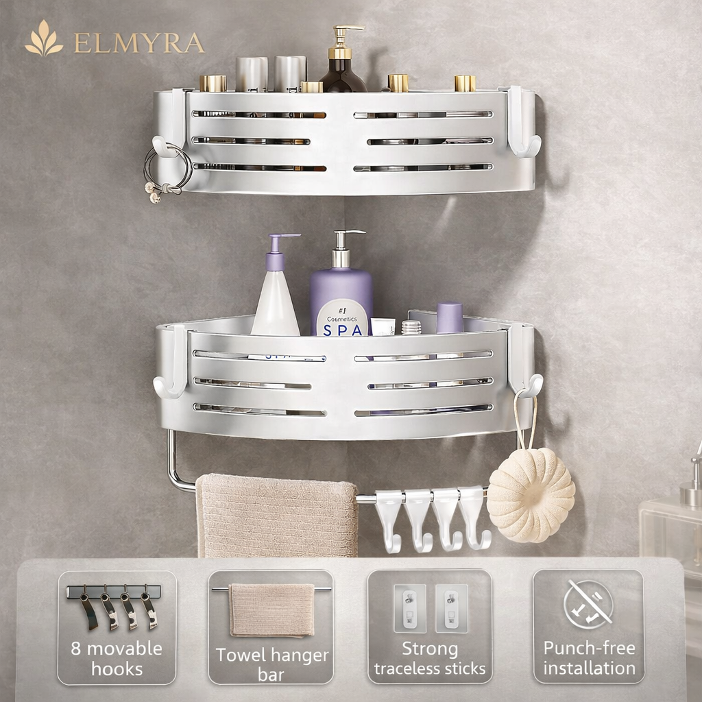 Premium Corner Shower Organizer  Space Aluminum